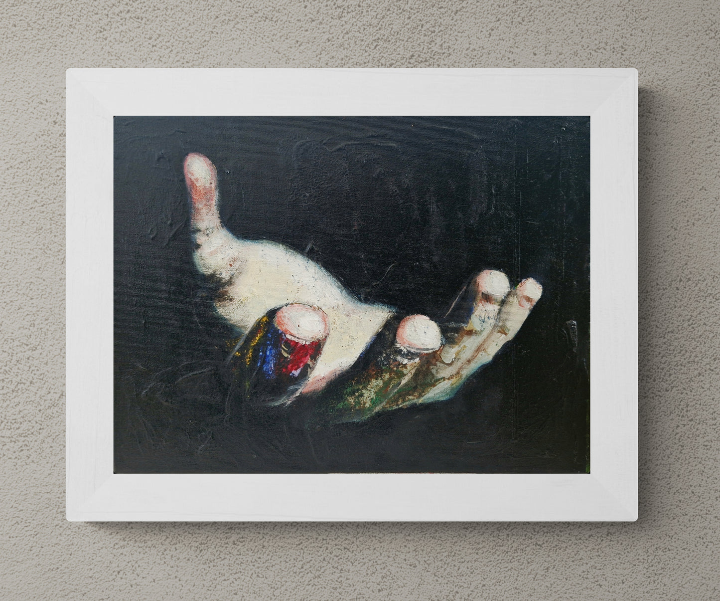 Dette kunsttrykket av Trond Berg-Nilssen drar oss inn i en intens og nesten urovekkende utforskning av kropp og følelser.