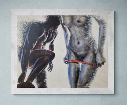 Dette kunsttrykket av Trond Berg-Nilssen er en gripende utforskning av kropp og intimitet.